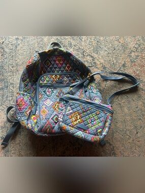 Vera Bradley Quilted Multicolor Pattern Backpack and Fanny pack set